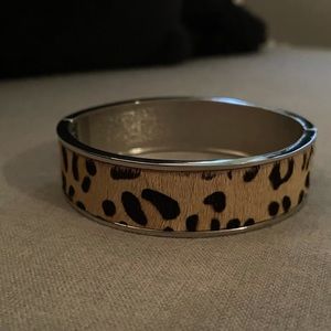Spotted hair-on-hide bangle bracelet